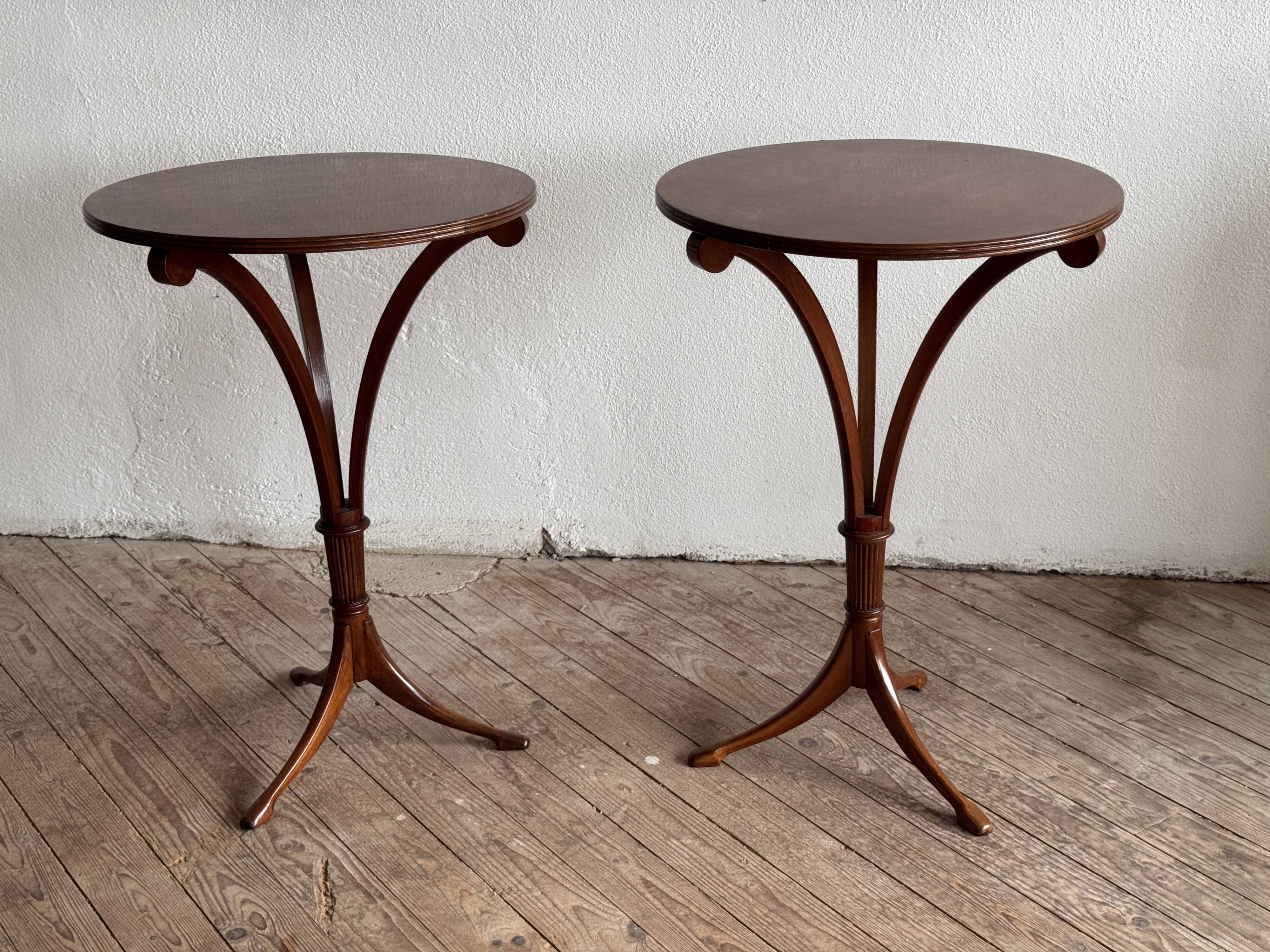 Pair of victorian empire style mahogany tables, 20th century
