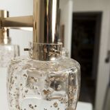 5-branch chandelier in gold and blown glass with gold sequins, 1960