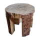 Brutalist solid wood coffee table carved from a room in a plane tree trunk