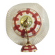 Vintage earthenware pendant light with a burgundy and ochre tartan pattern