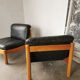 Pair of designer leather armchairs 80s
