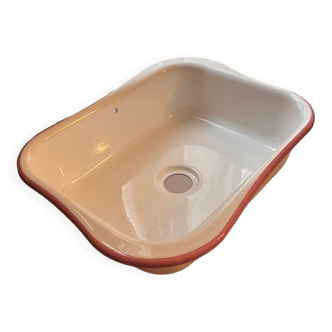 Adorable white and pink enamel sink