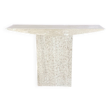 Console in honed travertine by Claude Berraldacci