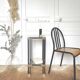 Fifth wheel end of sofa 70s metal black smoked glass