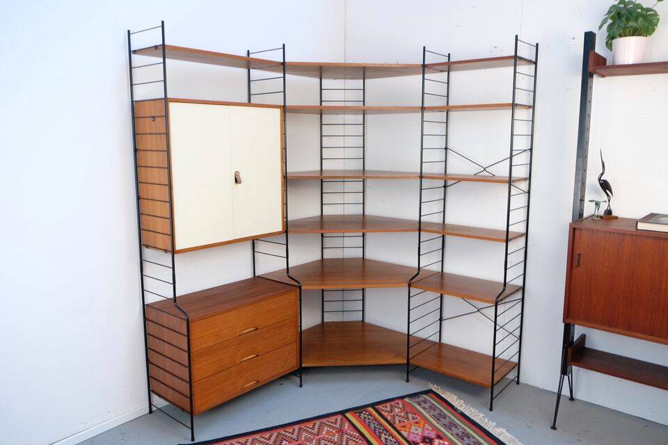 WHB teak shelving system, 1960s–70s retro vintage style.