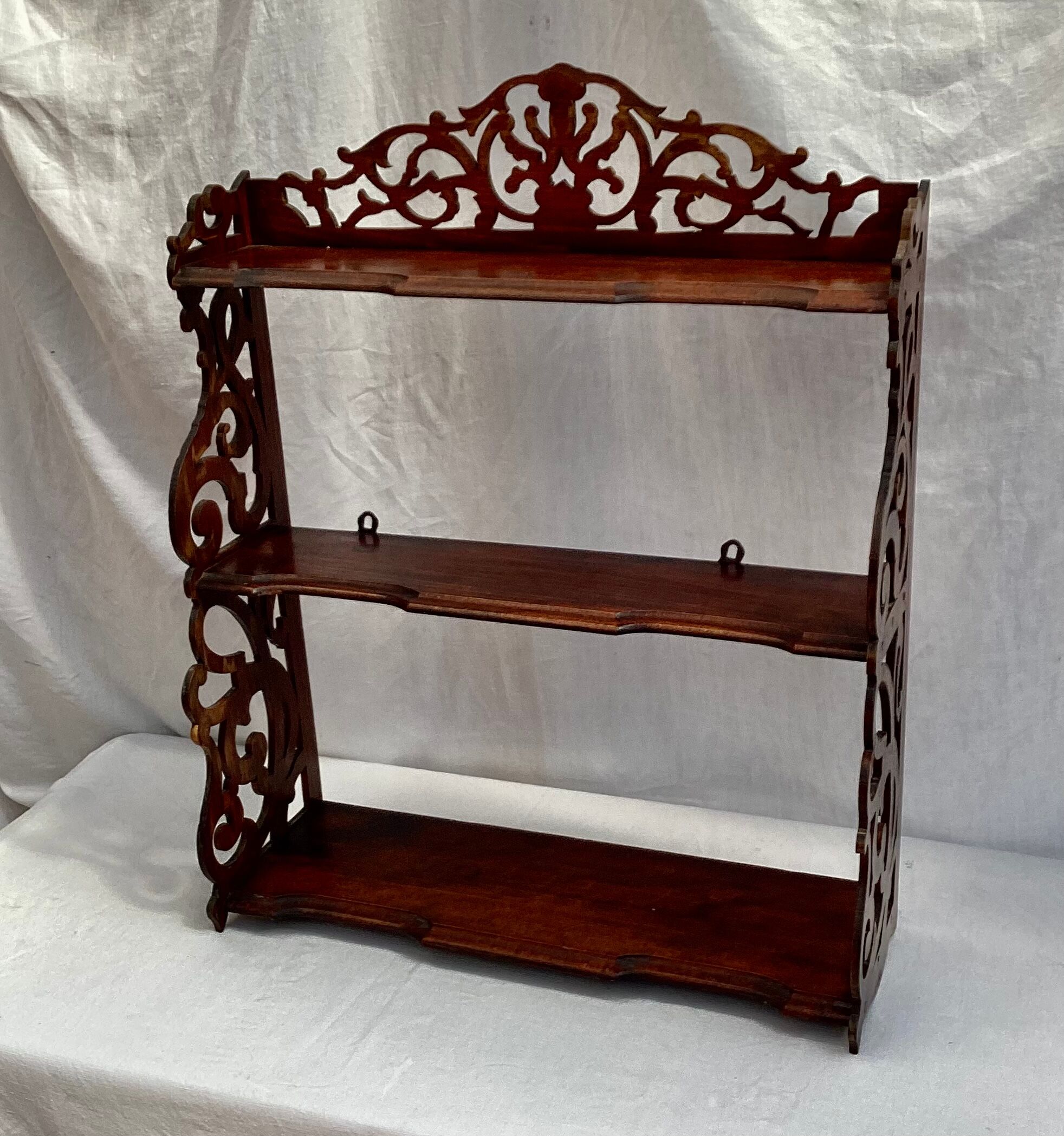 Old wall shelf in worked wood dimension: height -67cm- width --55cm-