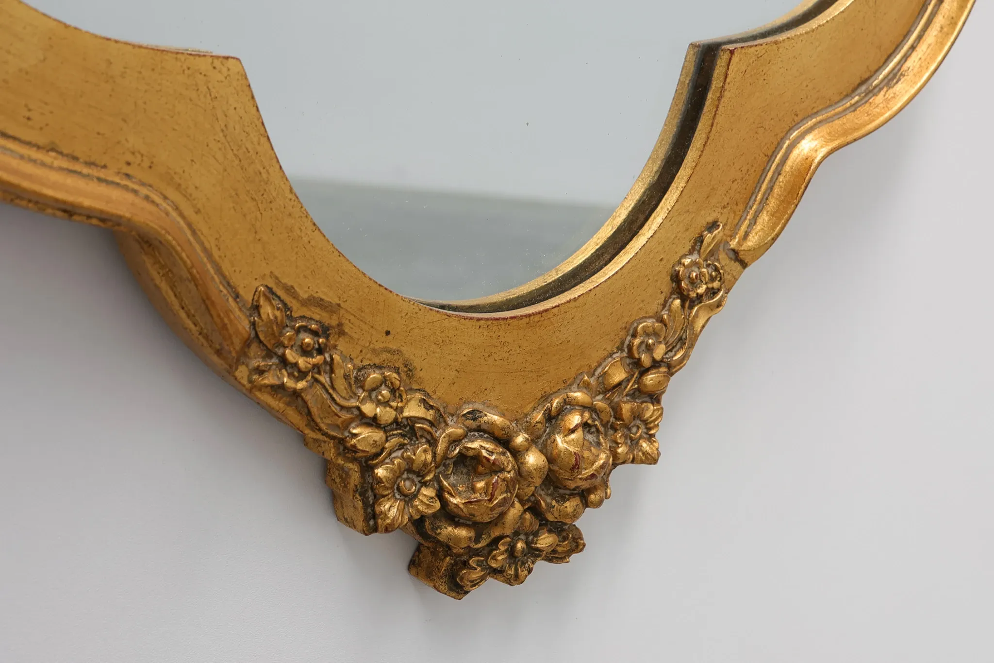 Rococo Style Gilt Mirror with Acanthus and Shell Crest, Italy, 20th Century
