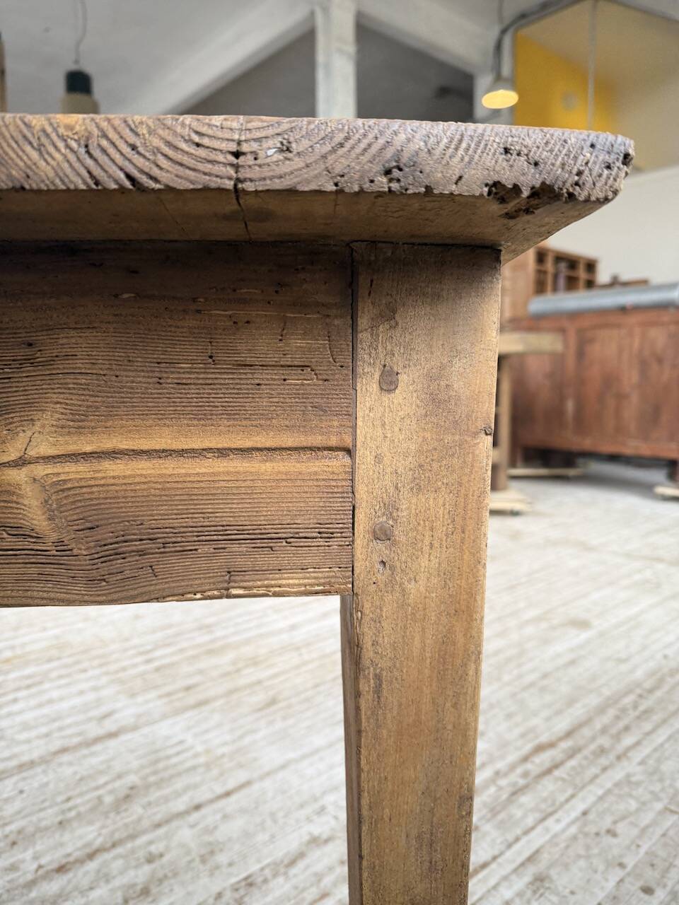 Pine and oak farmhouse table with multiple drawers, communal type, 240cm.
