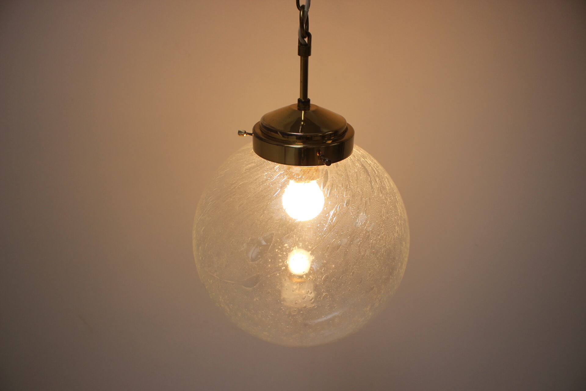 Glass hanging lamp Kamenicky Senov, 1970