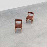 Pair of wood and leather Spanish chairs by Jordi Vilanova, ca. 1960