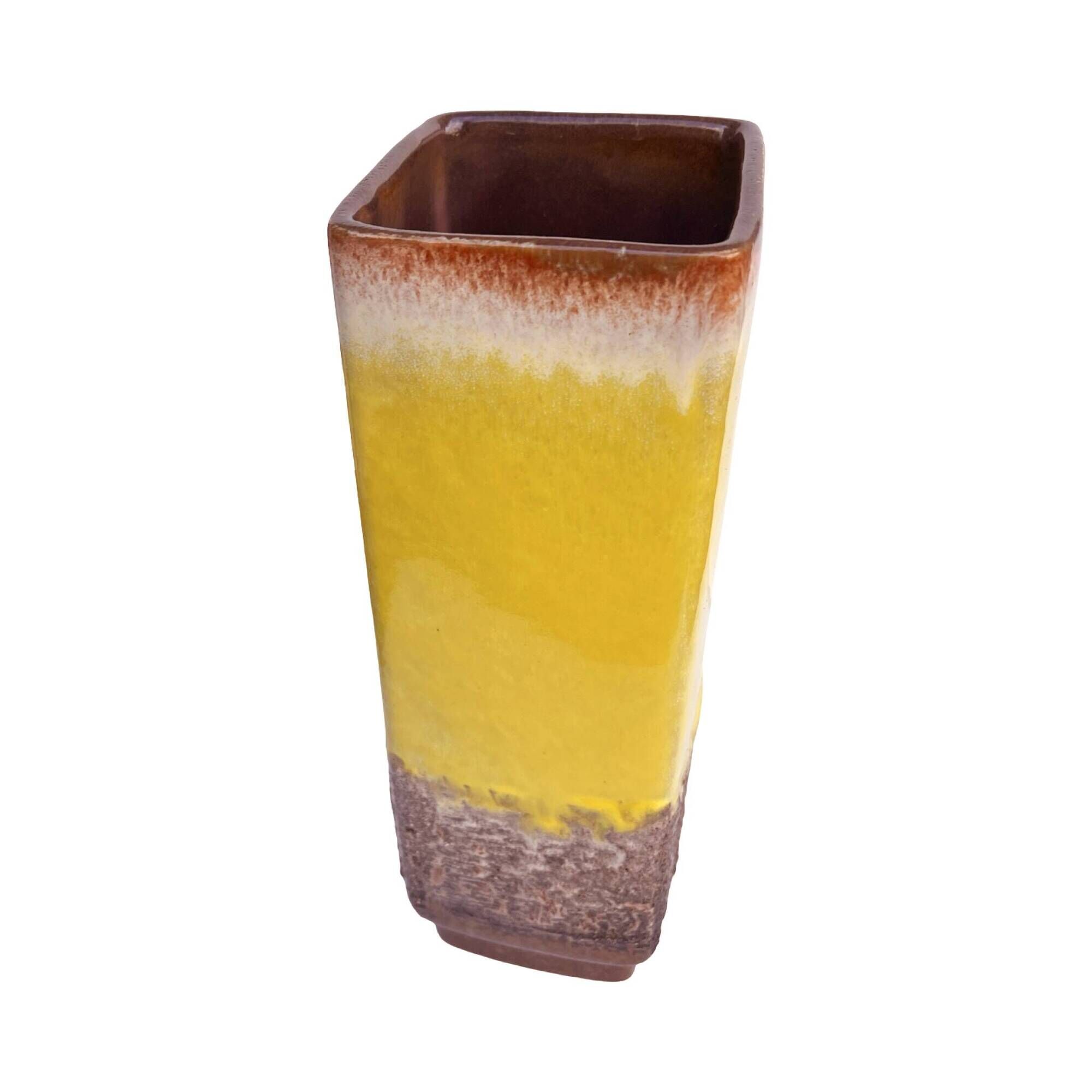 Strehla Vase 1224/24 – Germany, 1970s, fat lava, yellow glaze