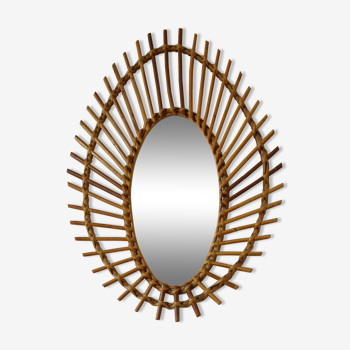 Mirror rattan form eye 43x61cm