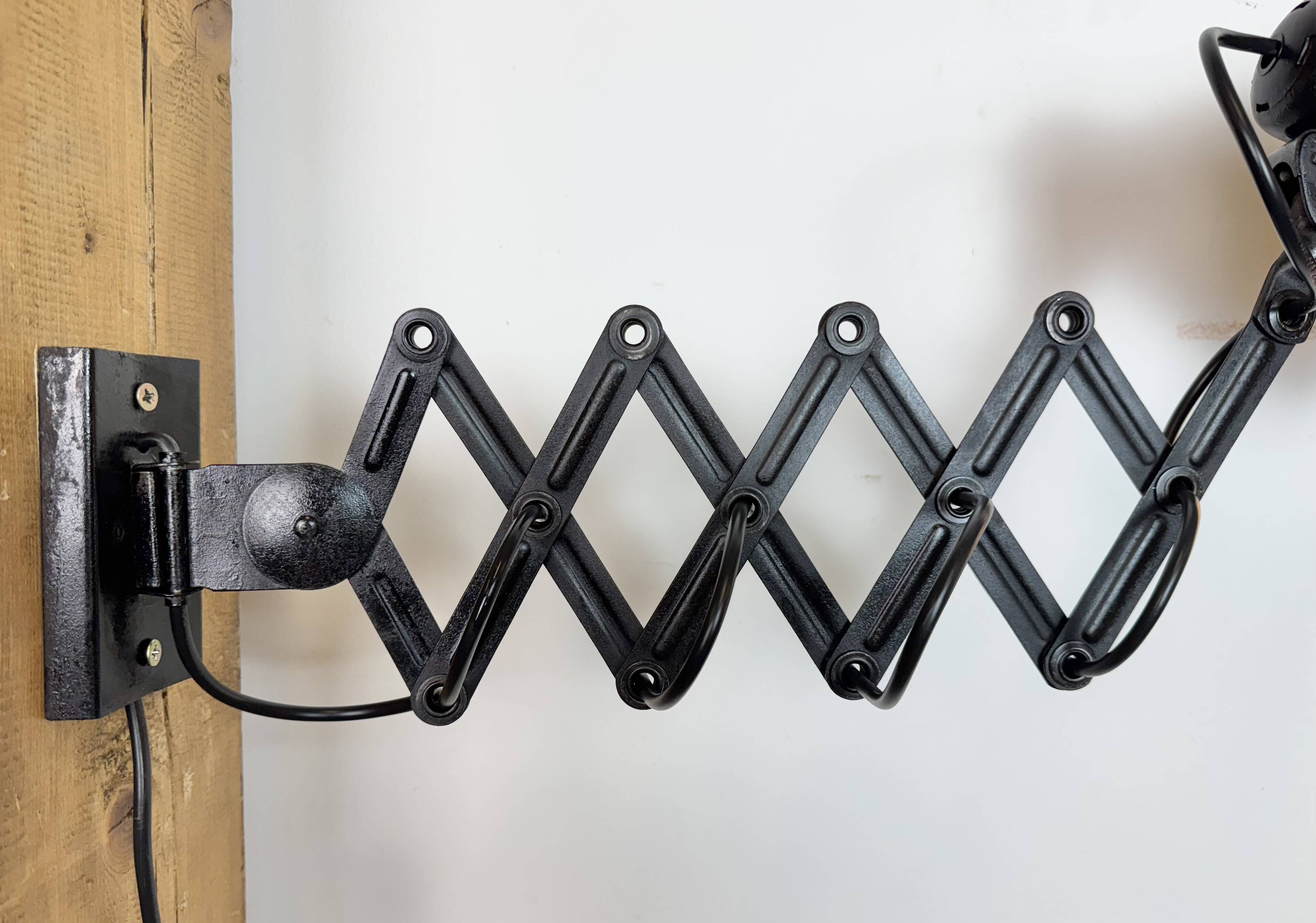 Industrial Black Scissor Wall Lamp, 1950s