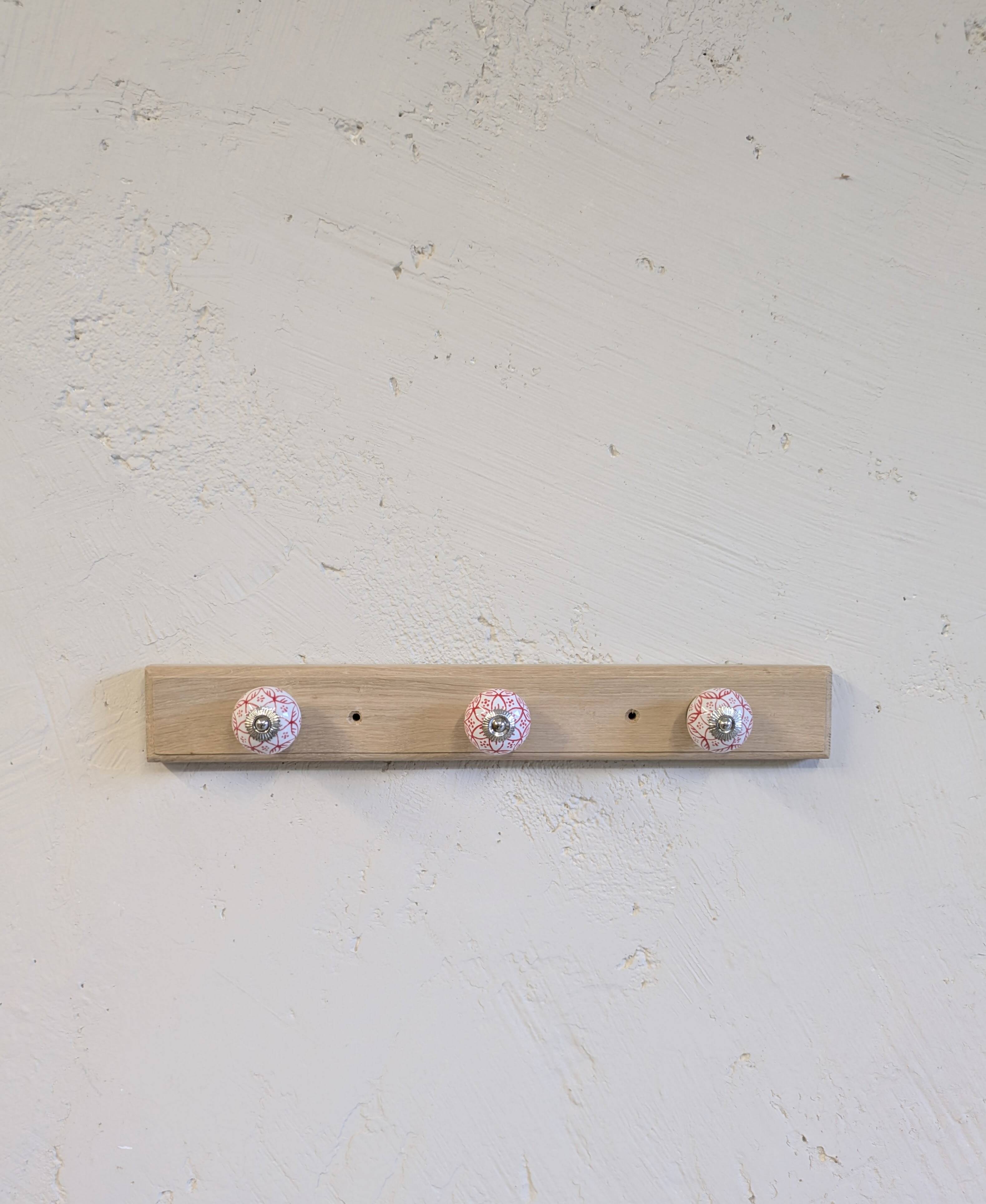 Vintage coat rack / hooks solid oak cottage style