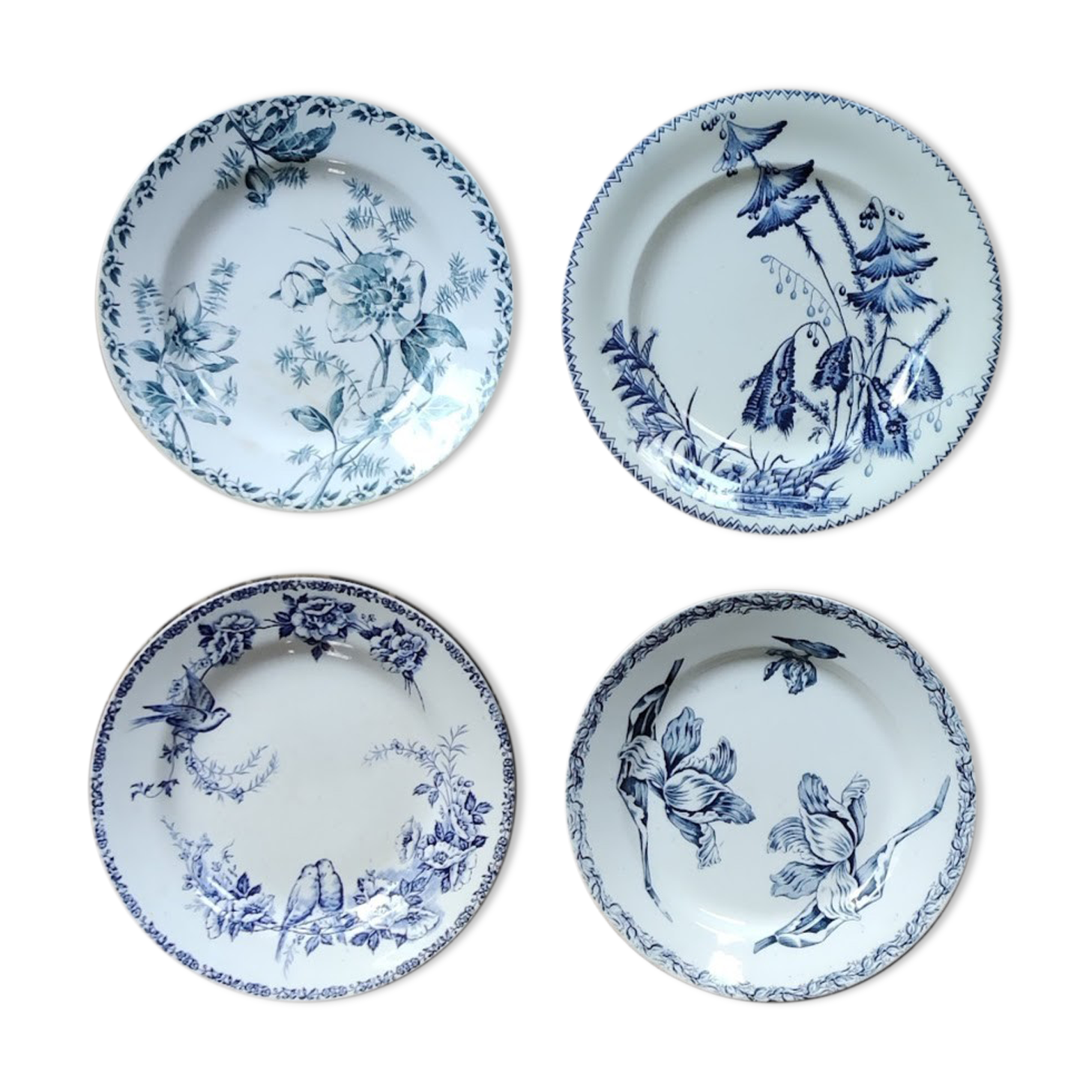 Set of four flat plates in iron earth