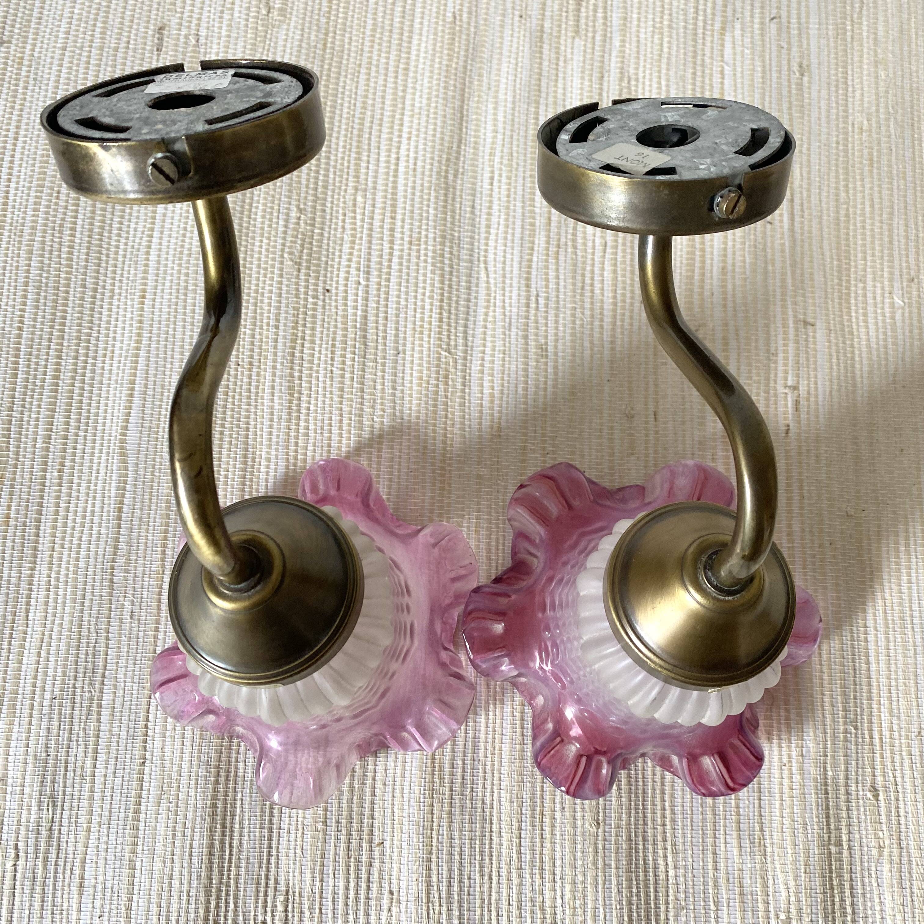 Pair of retro style wall lights, tulips