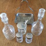 Serviteur complet composé de 5 pièces en verre avec support en inox