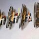 Four Veca wall lights, smoked glass, double light, Italy 1970's
