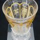 Baccarat glass vase with purple violets, gilded moulded crystal, Charles X Louis Philippe signed.