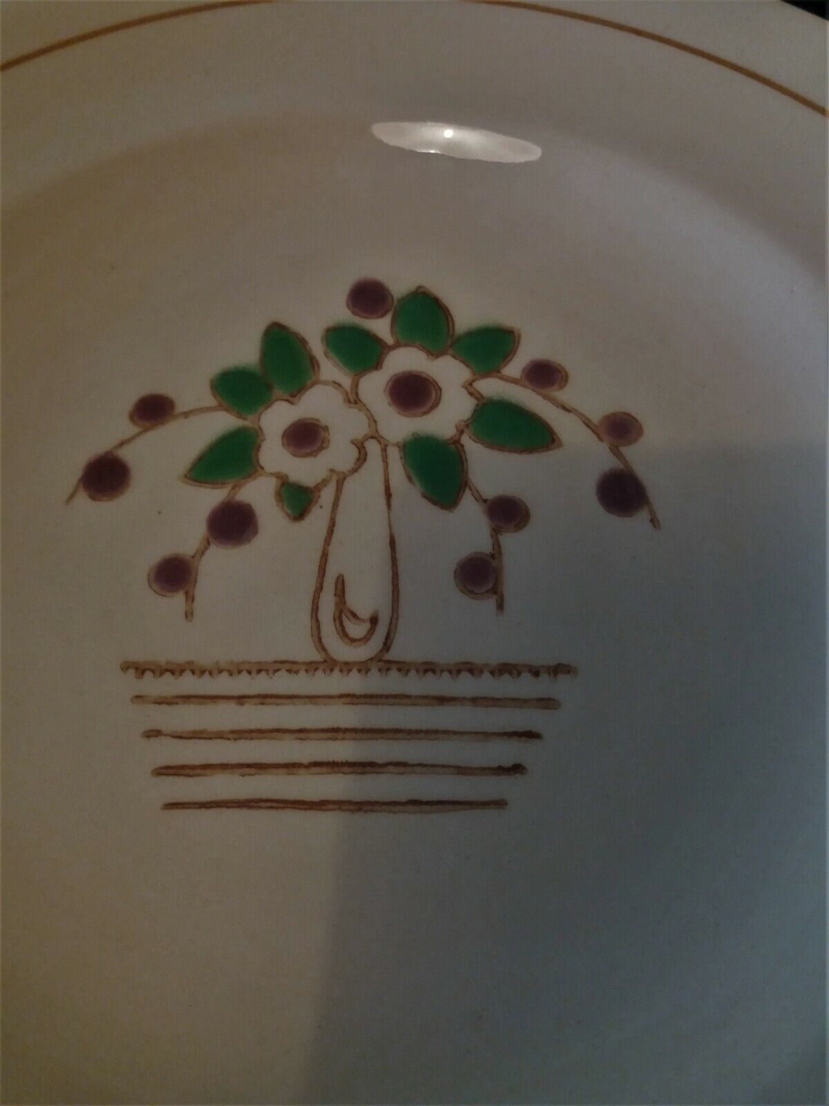 Série de six assiettes plates Longwy années 50 fleurs de cerisier