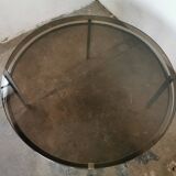 Round coffee table, chrome and smoked glass