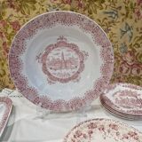 Grande assiette creuse terre de fer ou petit plat rond creux ancien Moulin des loups modèle Dentelle