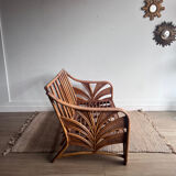 Rattan lounge set with 2 armchairs and a 'Palm Leaf' sofa from Vivai del Sud.