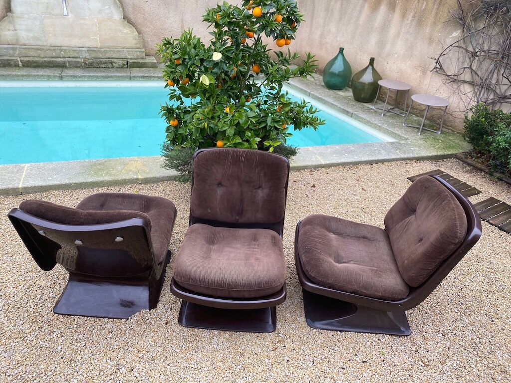 Set of 3 Albert Jacob easy chairs for Grosfillex 1970