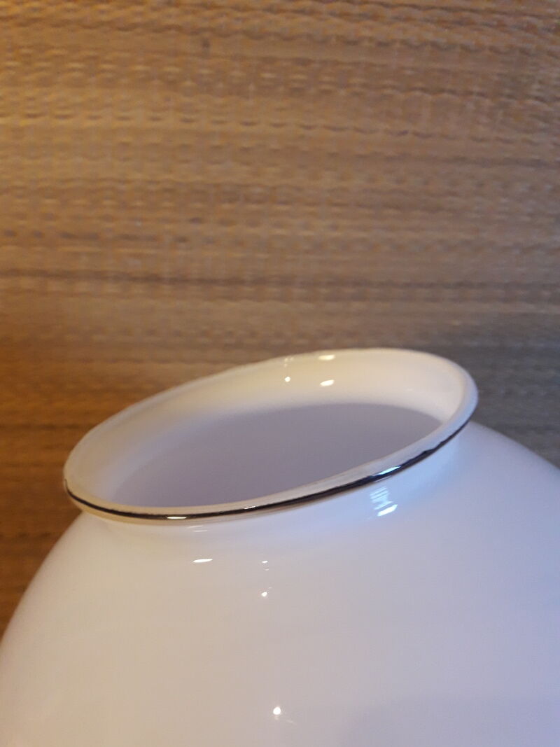 Globe 20cm en verre blanc ancien pour lampe suspension