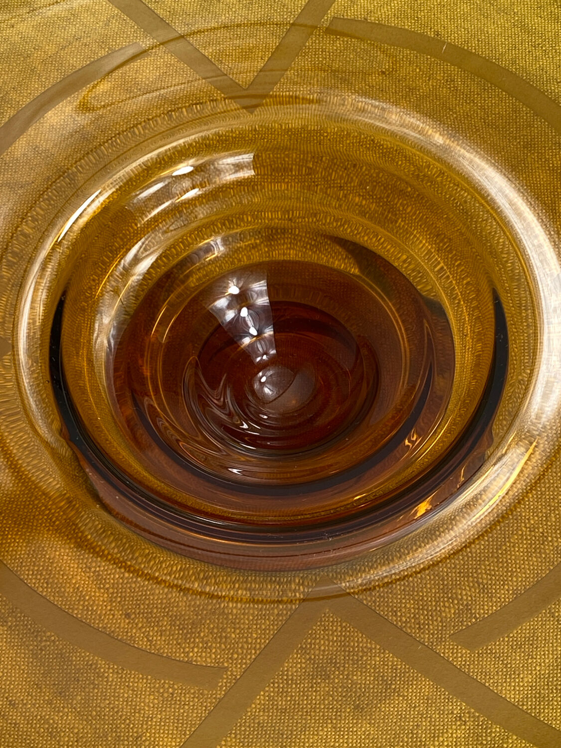Large Art Deco amber glass bowl