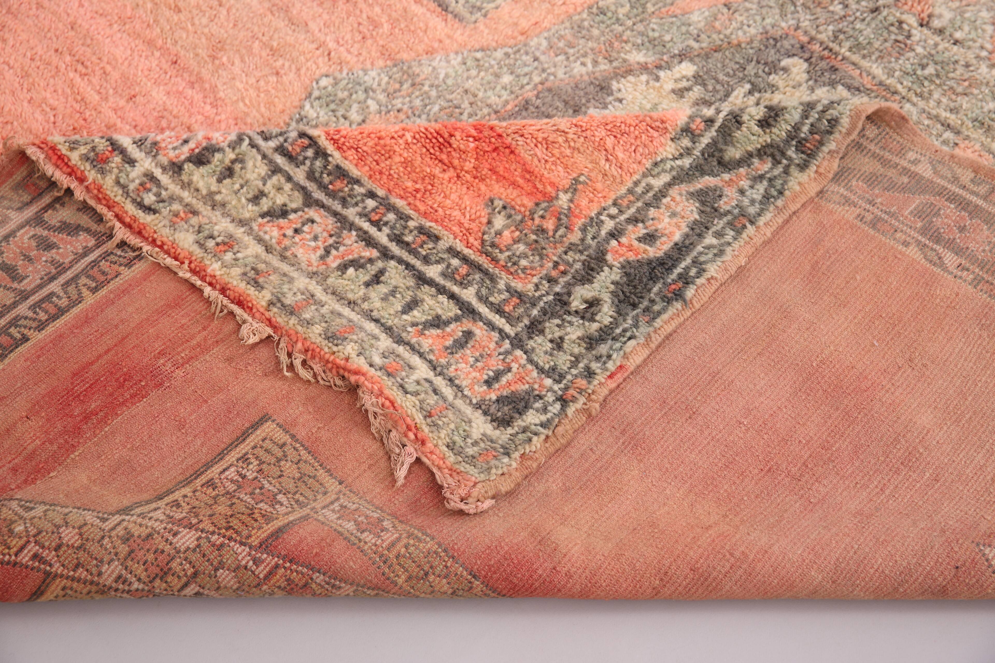 Vintage Handmade Moroccan Rug 213 x 363 cm - Peach Moroccan Rug Berber