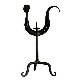 Wrought iron candle holder - rooster - marolles style