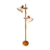 Mid-century modern wooden mushroom floor lamp, vintage Steinhauer space age lighting