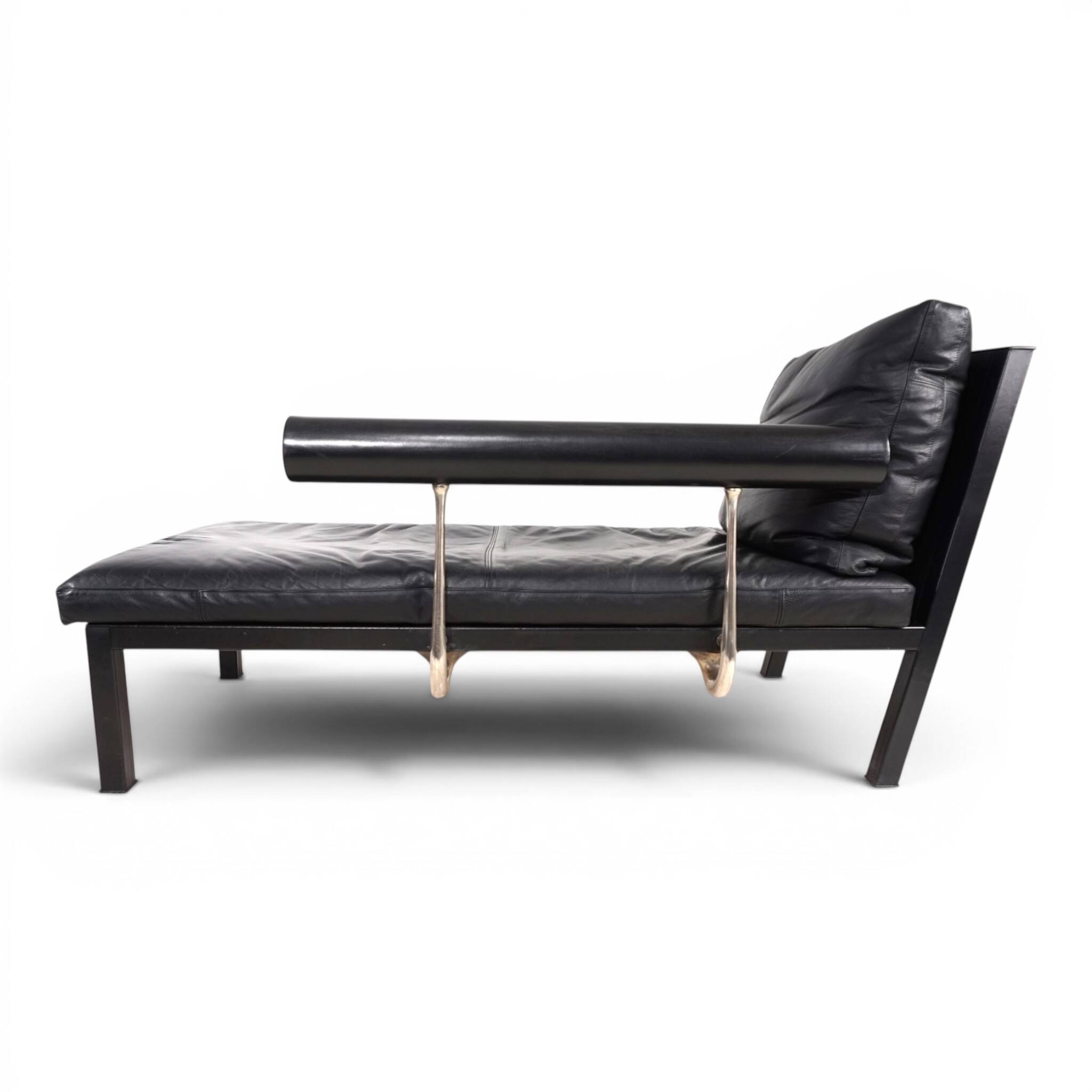 B&B Italia Baisity Leather Chaise Lounge / Daybed by Antonio Citterio, 1980
