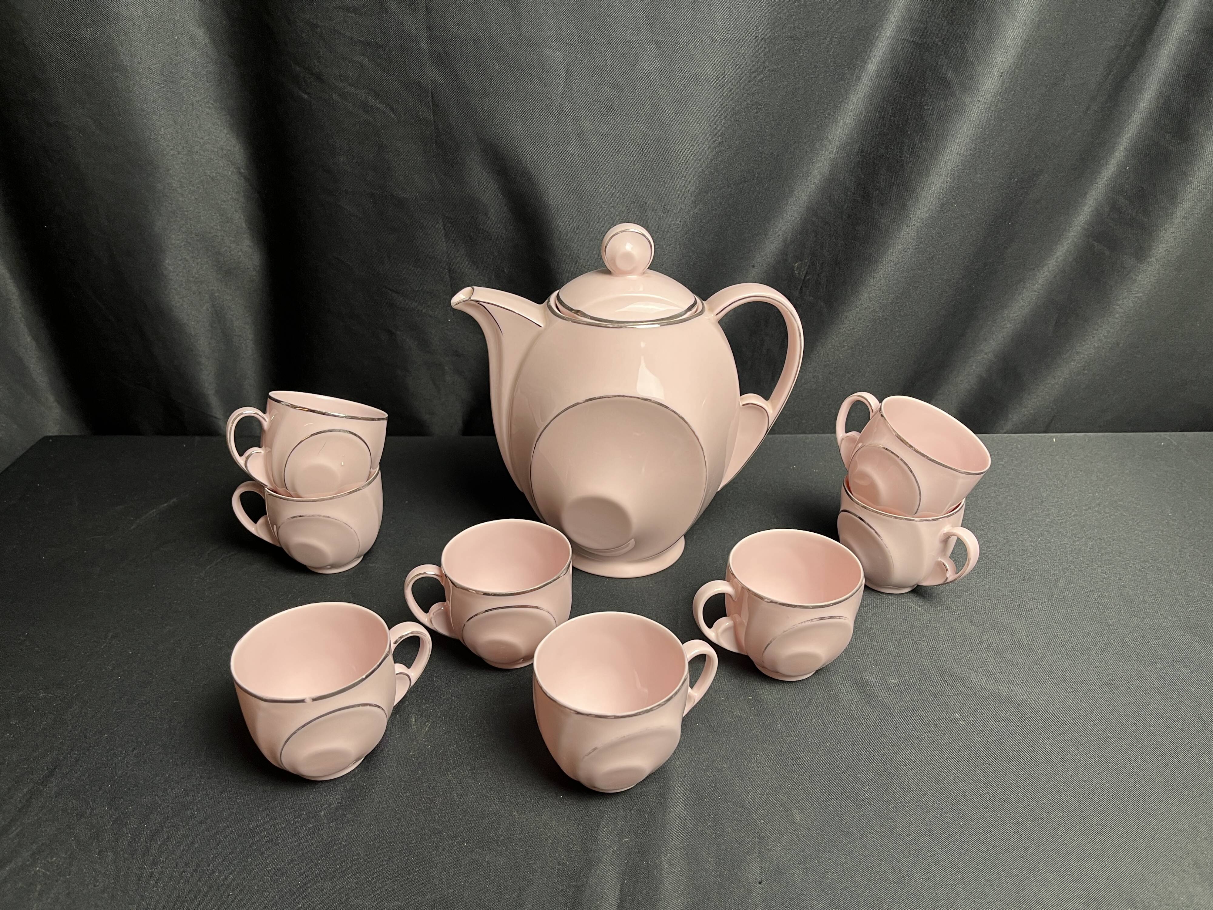 Art Deco, Epiag pink porcelain coffee service circa 1930