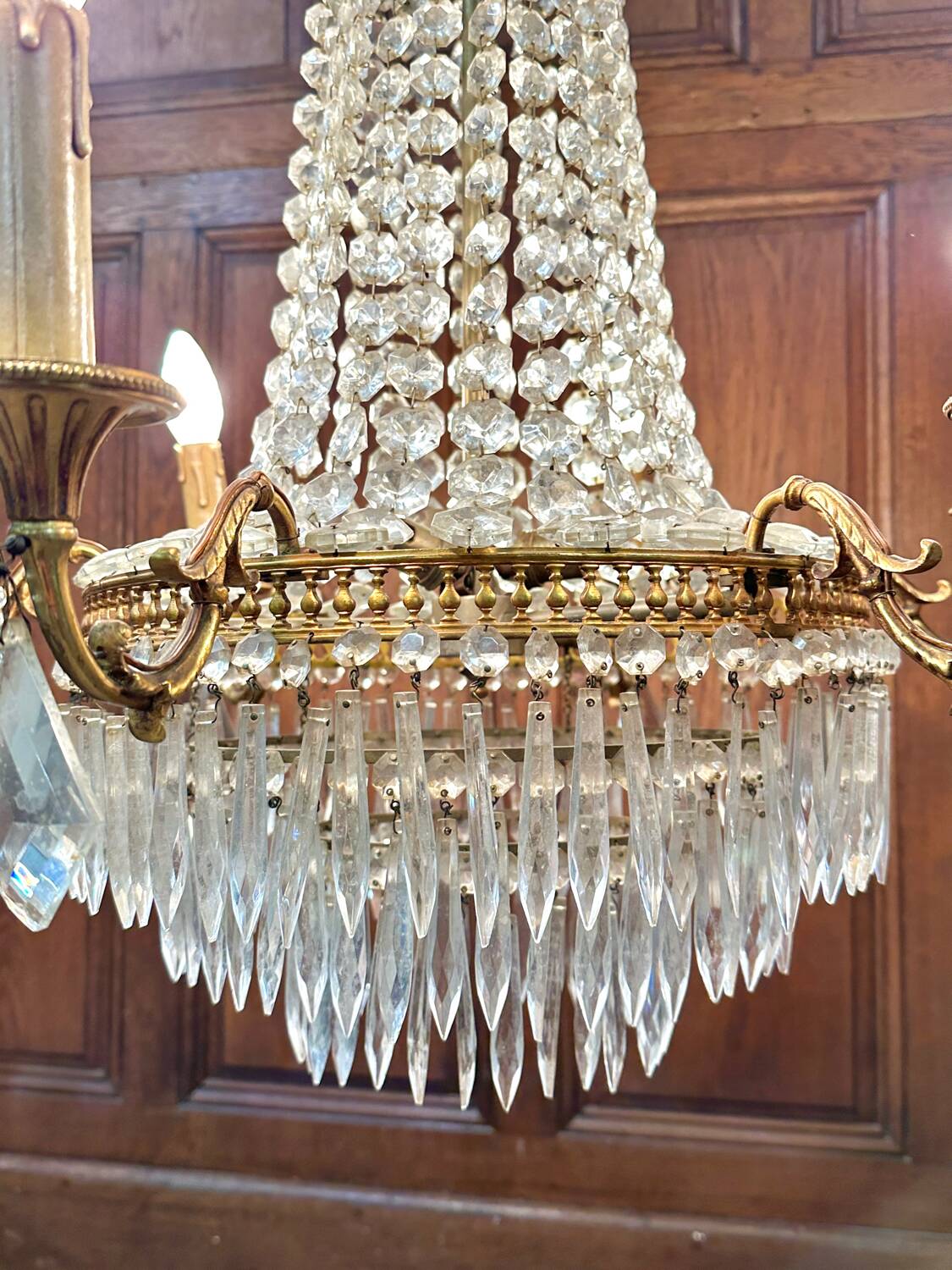 Louis XVI style hot air balloon chandelier with tassels