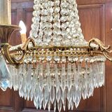 Lustre à pampilles de forme montgolfière, style Louis XVI