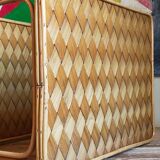 Side service table in wood and rattan 50s