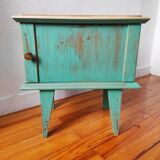Patinated vintage bedside table