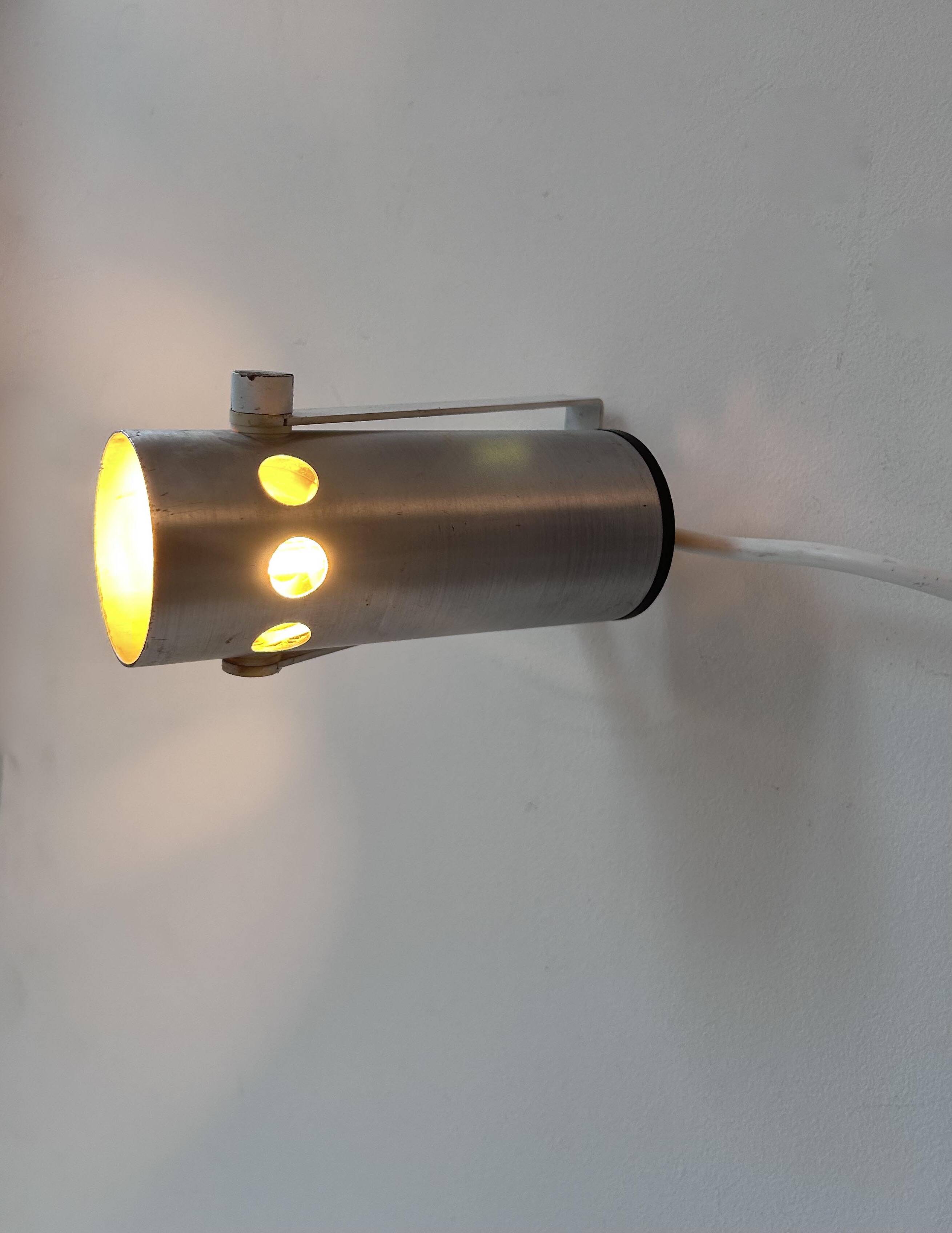 Vintage adjustable wall light, brushed metal, France 1960