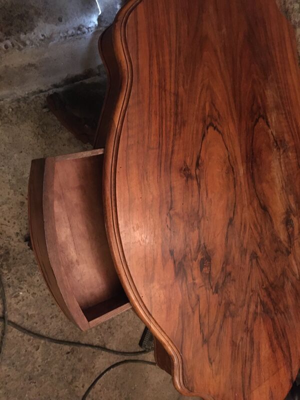 Table violon 2 tiroirs en noyer