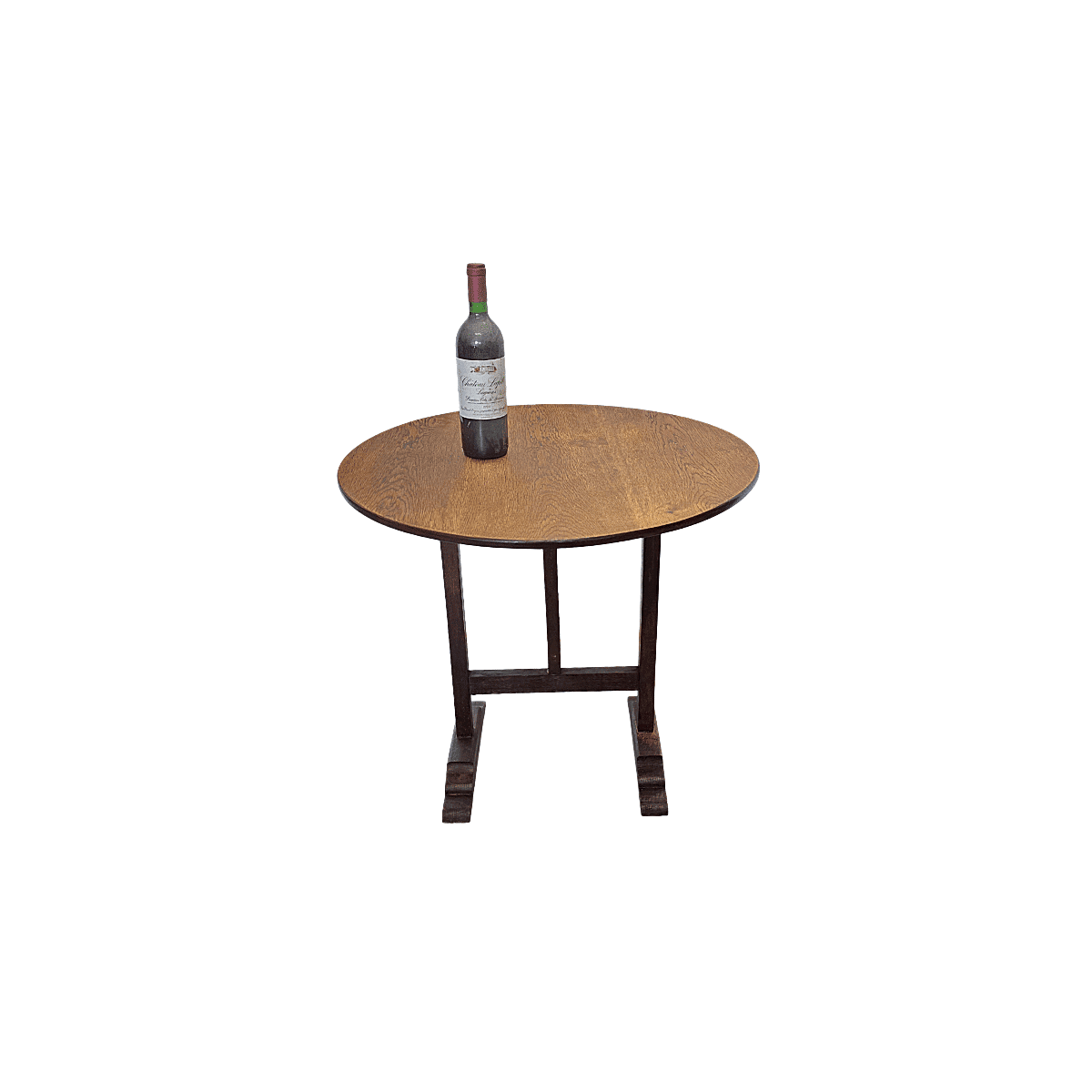 Table d'appoint vigneron en chêne français antique, début des années 1900.