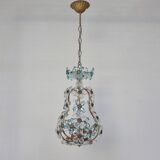 Suspension decorated with 42 blue and clear crystal flowers, Maison Baguès style, 1930s.