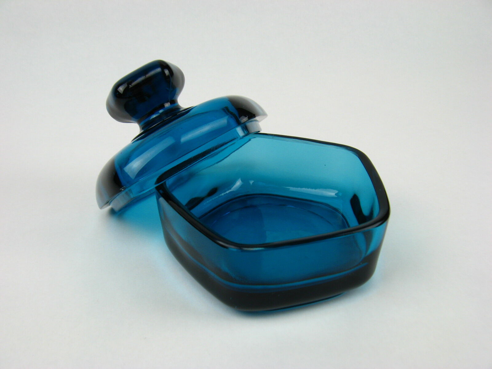 Blue glass candy box