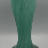 Vintage speckled green marbled glass vase, art nouveau