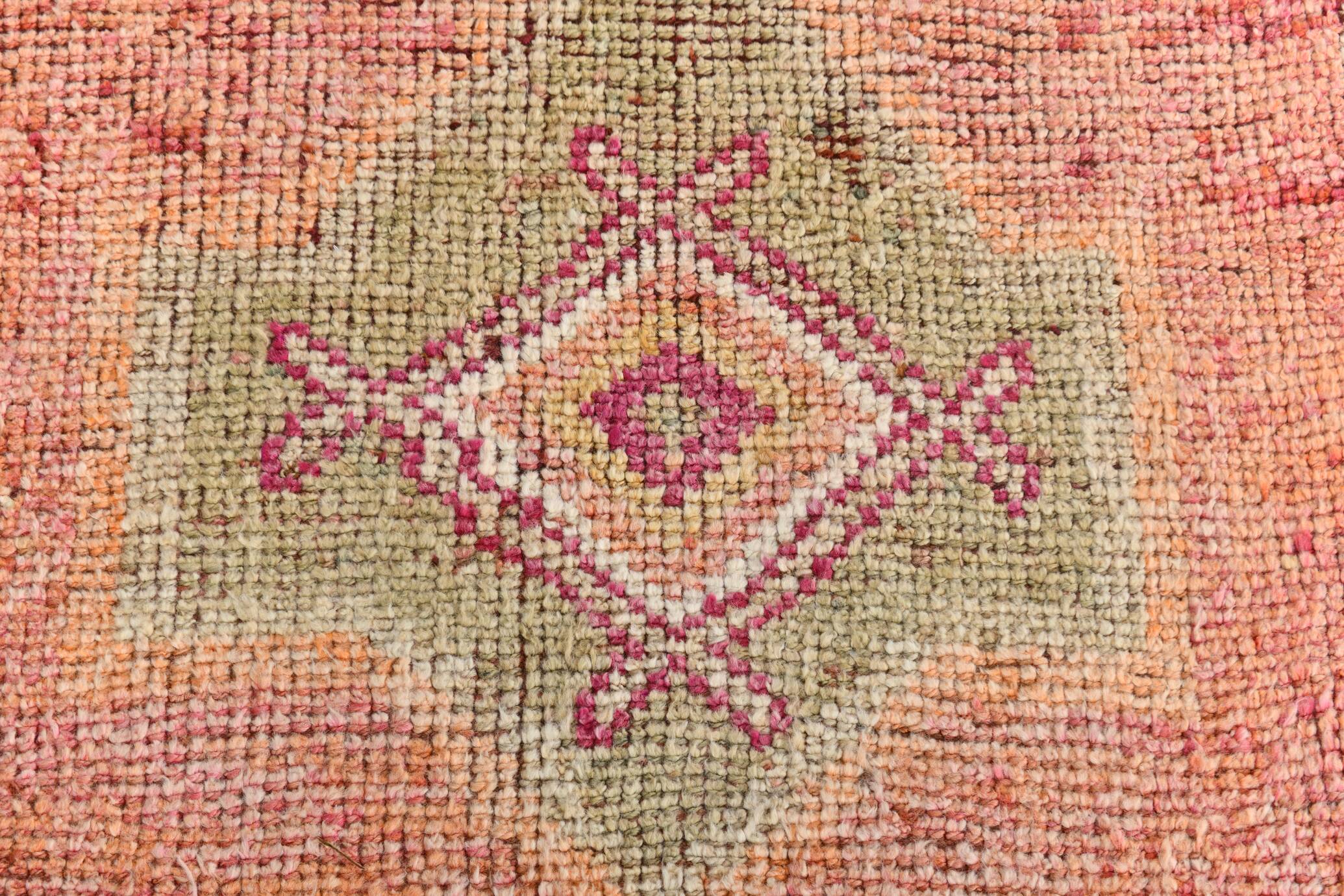 3x11 Pale Orange & Vintage Runner Rug, Handmade Orientel Runner, 96x338Cm