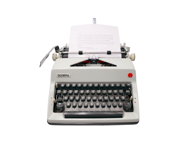 Machine à écrire Olympia SM9 blanche révisée ruban neuf 1976