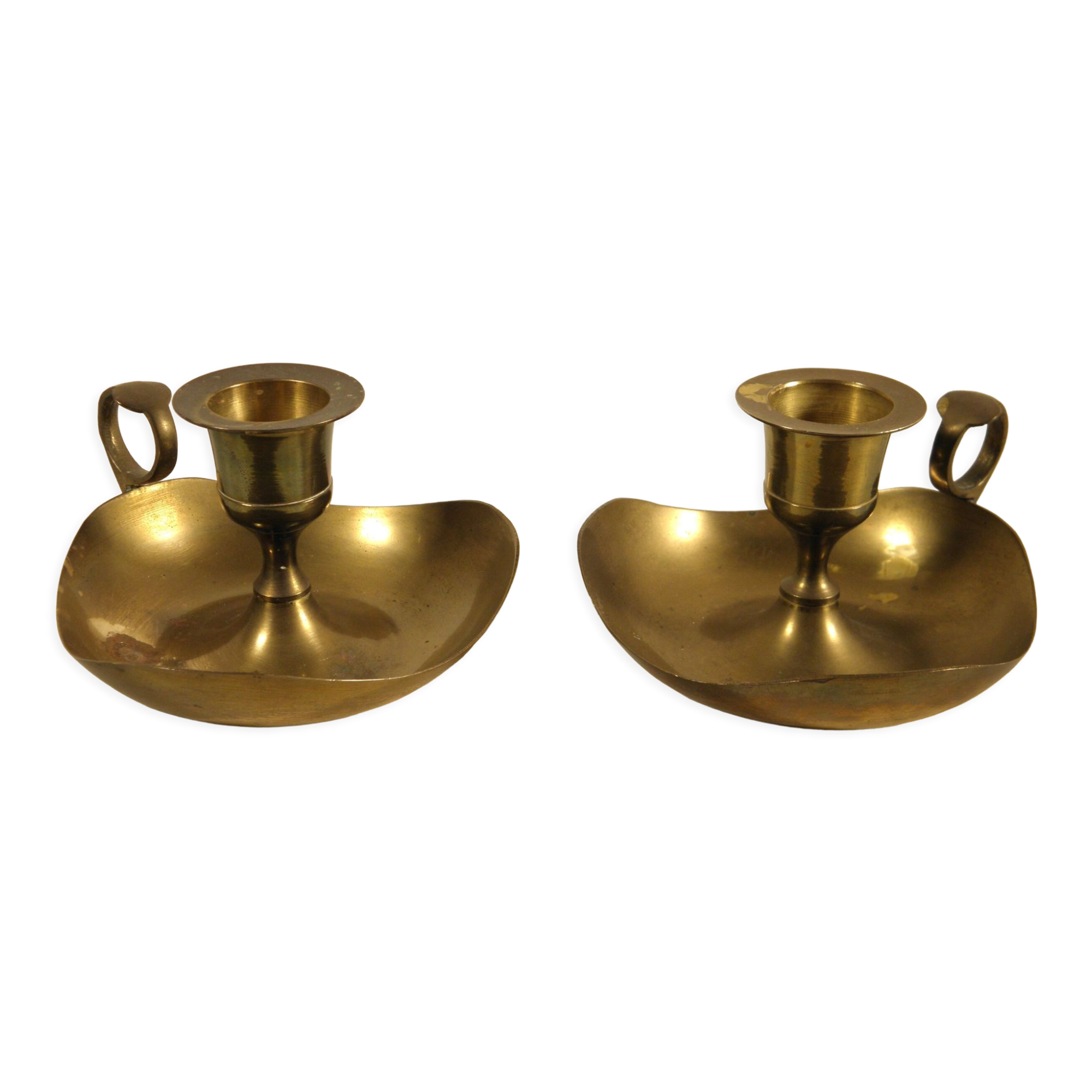 Pair of brass candle holders