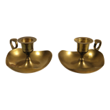 Pair of brass candle holders