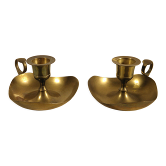 Pair of brass candle holders